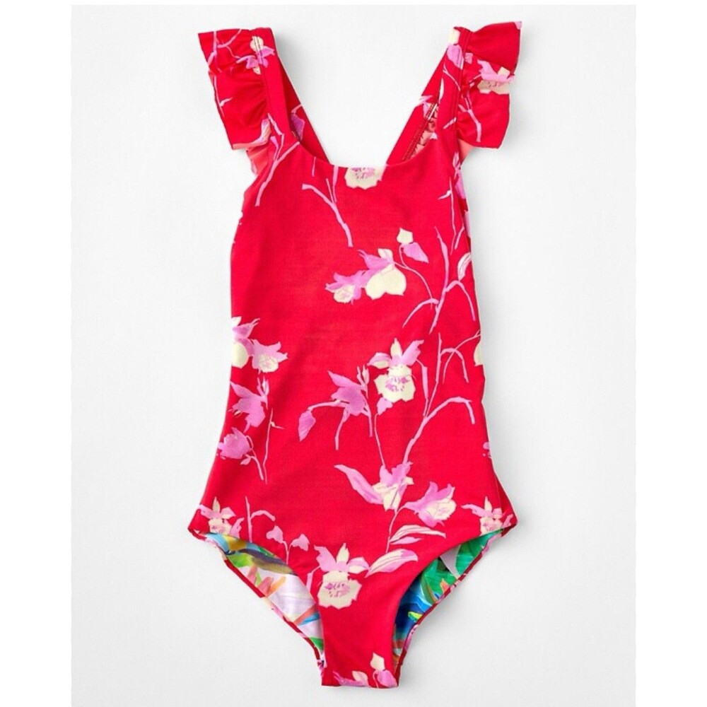 Girls' Maaji Flounce-Sleeve One-Piece Swimsuit Reversible 10 Years Beach Pool - Picture 2 of 7